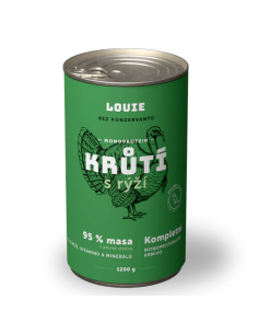 konzerva LOUIE pre psa morčacia s ryžou 1200