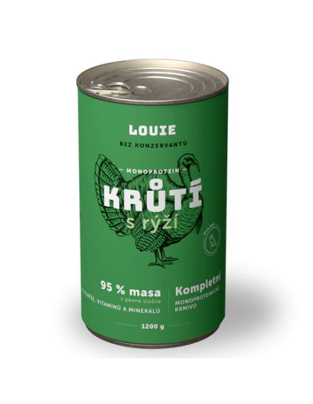 konzerva LOUIE pre psa morčacia s ryžou 1200