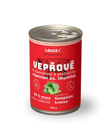 Konzerva LOUIE pre psa bravčové, špenát, prebiotiká 400g