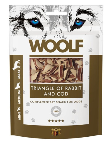 Pamlsok Woolf Dog Rabbit and Cod Triangle 100 g