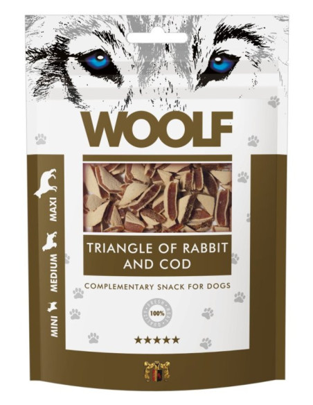 Pamlsok Woolf Dog Rabbit and Cod Triangle 100 g