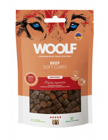 Pamlsok Woolf Dog Soft Cubes hovädzie 100g