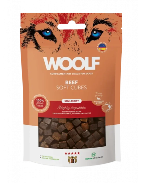 Pamlsok Woolf Dog Soft Cubes hovädzie 100g