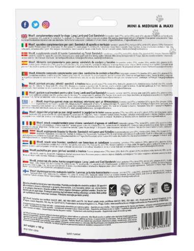 Pamlsok Woolf Dog Lamb & Codfish Soft Sandwich LONG 100 g