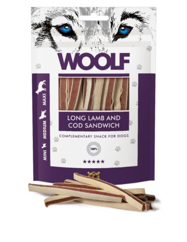 Pamlsok Woolf Dog Lamb & Codfish Soft Sandwich LONG 100 g