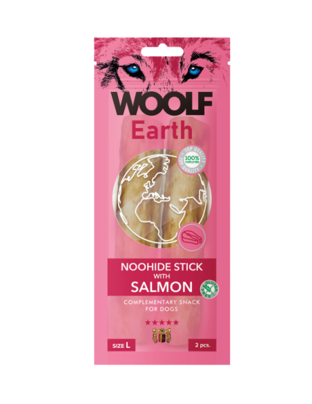 Pamlsok Woolf Dog Earth NOOHIDE L Sticks with Salmon 85 g