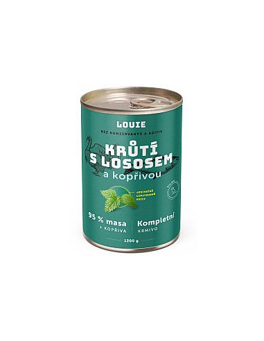 LOUIE konzerva pre psy morka s lososom a žihľavou 1200g