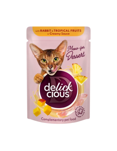 Delickcious - dezert pre mačky králik a tropické ovocie 80g