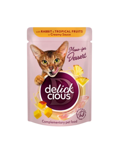 Delickcious - dezert pre mačky králik a tropické ovocie 80g