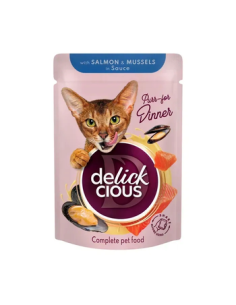 Delickcious kapsička pre mačky losos & mušle 85g