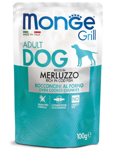 Monge Grill Adult kapsička pre psov s treskou | SkyZoo.sk