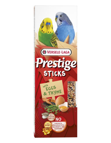 Pamlsok VL Prestige Sticks Budgies Eggs & Oyster Shells 2 ks- 2 tyčinky s vajcom a drveným