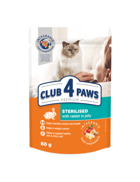 CLUB 4 PAWS kapsička sterilised králik v želé 80g