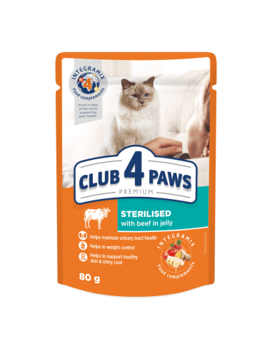 CLUB 4 PAWS kapsička sterilised hovädzie v želé 80g