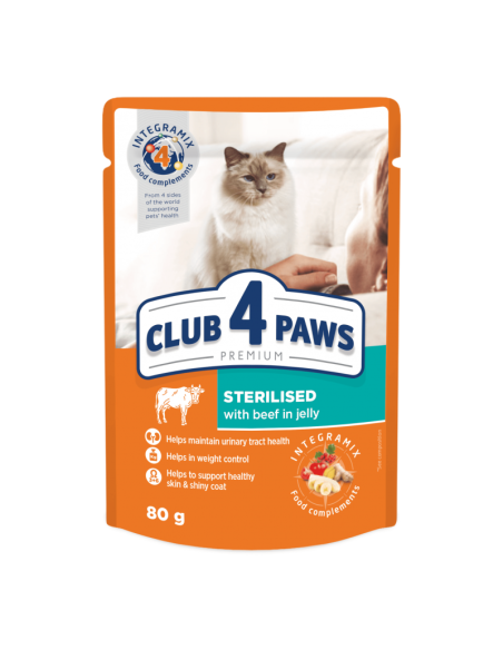 CLUB 4 PAWS kapsička sterilised hovädzie v želé 80g