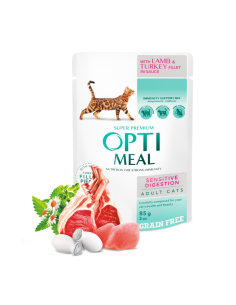 OPTIMEAL kapsička sensitive digestion jahňacie a morčacie filé v omáčke 85g