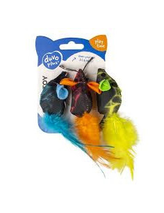 Hračka DUVO 3x myš s pestrofarebným perím