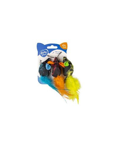 Hračka DUVO 3x myš s pestrofarebným perím